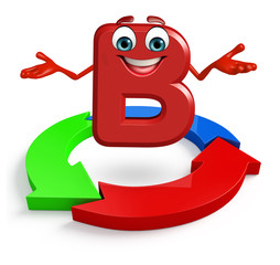 Cartoon Character of alphabet B with arrow