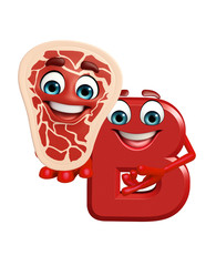 Cartoon Character of alphabet B with meat steak