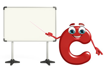 Cartoon Character of alphabet C with display board