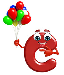 Cartoon Character of alphabet C with balloons