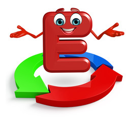 Obraz premium Cartoon Character of alphabet E with arrow