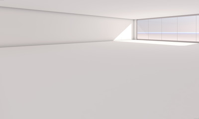 white emty room with big window