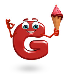 Cartoon Character of alphabet G with icecream