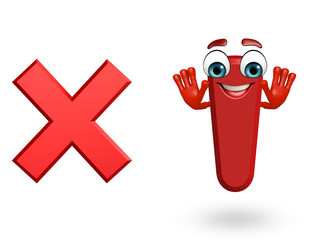 Cartoon Character of alphabet I with cross sign