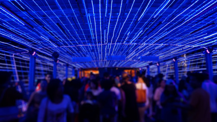 blurred background blue light at walkway
