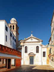 Fototapeta na wymiar Facade of the San Simeone Profeta church in Venice, Italy