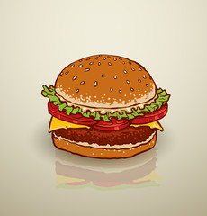 Vector hamburger on a light gray background.