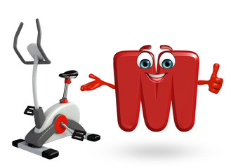 Fototapeta na wymiar Cartoon Character of alphabet M with exercising machine
