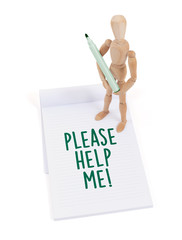 Wooden mannequin writing - Please help me