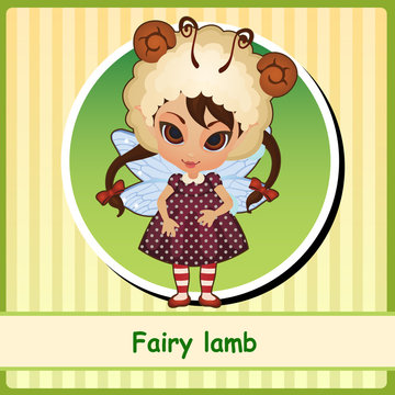 Fairy lamb - cute girl in brown dress