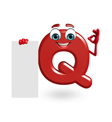Cartoon Character of alphabet Q with sign