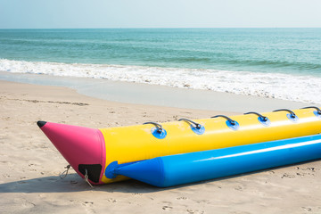 banana boat on beach