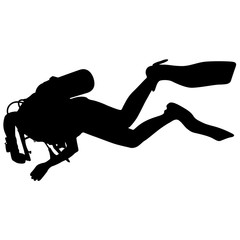 Fototapeta premium Black silhouette scuba divers. Vector illustration.