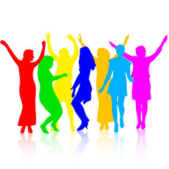 silhouettes of beautiful womans on white background. Vector illu