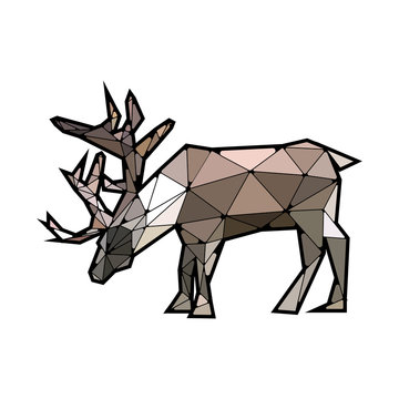 Flat modern design with stained glass deer
