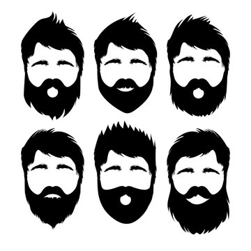 Illustration of different hair styles and beards on hipster man