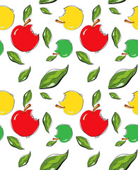 Illustration of seamless pattern with doodle apples