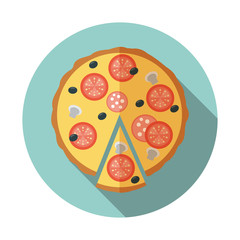 Pizza icon in flat style