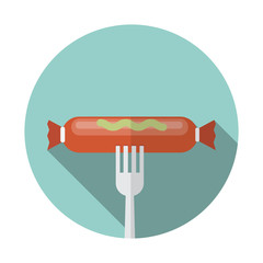 Currywurst icon in flat style
