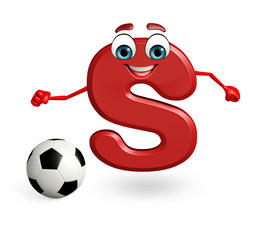 Cartoon Character of alphabet S with football