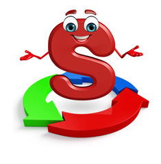 Cartoon Character of alphabet S with arrow