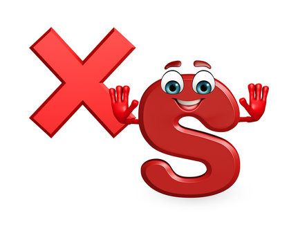 Cartoon Character of alphabet S with cross sign