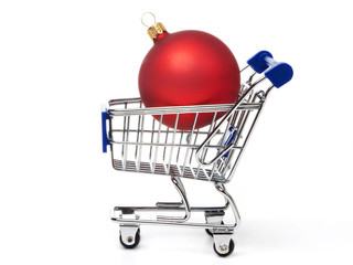 Shopping carts and Christmas red balls
