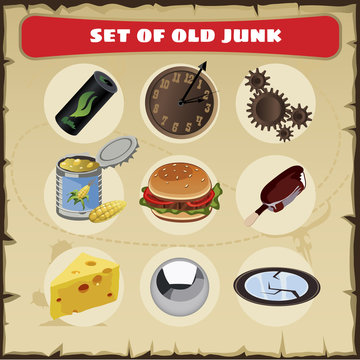 Set of junk: lemonade, clock, mechanism and other subjects