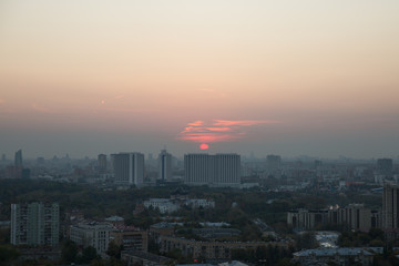Fototapeta premium Sunset over a Moscow 