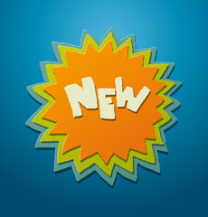 Vector applique paper emblem on a blue background. The text is written in curves.