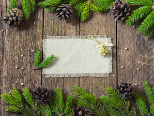 Frame for inscriptions with Christmas decorations card