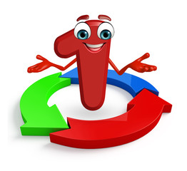 cartoon character of one digit with arrow