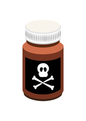 Vector image of a medicine bottle with a skull and cross bones