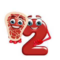 cartoon character of two digit with meat steak