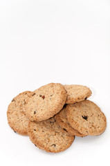 Pile of integral biscuits over white background