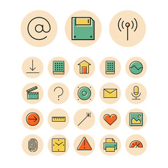 Thin line icons for user inteface and technology