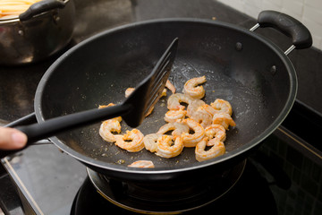 frying shrimp