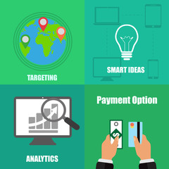 Illustration on four different backgrounds business concept