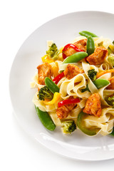 Pasta with sausages and vegetables 
