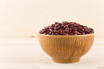 red  beans on wood background