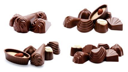 Collection of photos assortment of chocolate candies