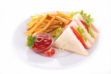 sandwich and french fries