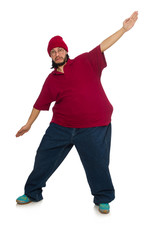 Overweight man isolated on the white