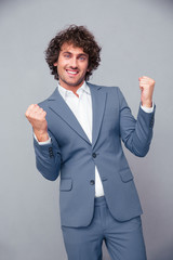 Businessman celebrating his success