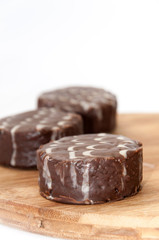 Chocolate muffin in shallow depth of field