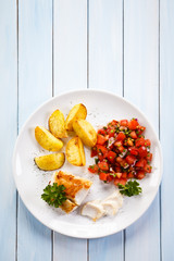 Fish dish - fried fish fillet and vegetables