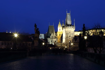 Fototapeta na wymiar The Charles bridge at night Prague, Czech Republic 