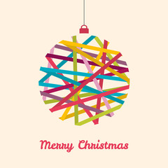Decorative Christmas sphere with lines. Vector card.