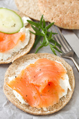 sandwich with cream cheese and smoked salmon