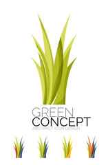 Set of abstract eco plant icons, business logotype nature green